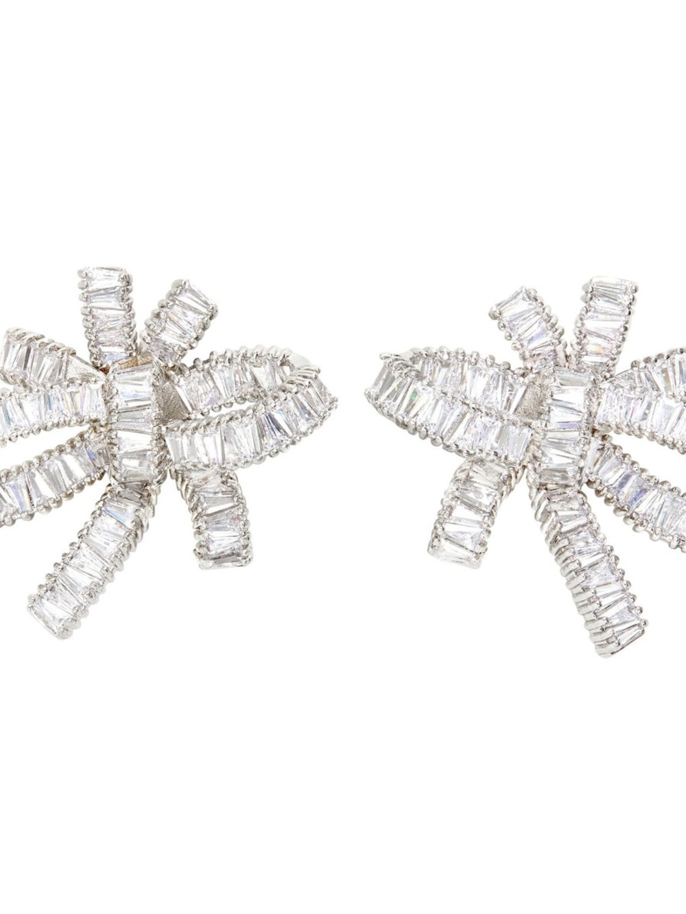 Fallon Jewelry Baguette Bow Cluster Earrings Rhodium